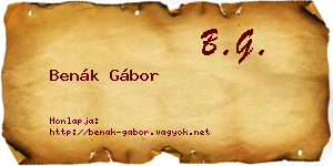 Benák Gábor névjegykártya